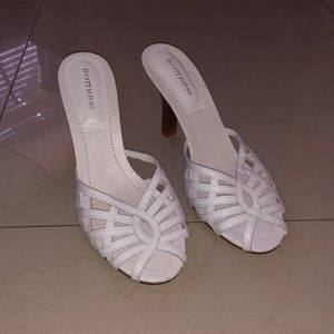 White sandal heels